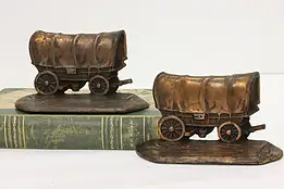 Pair of Farmhouse Antique Covered Wagon Bookends Howell #51843