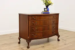 Georgian Vintage Carved Walnut Chest or Dresser, Claw Feet #55203