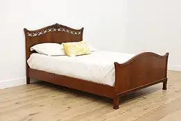 Georgian Vintage Carved Figured Walnut Full Size Bed #55204