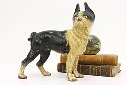 Farmhouse Antique Iron Boston Terrier Coin Bank Door Stop #55610