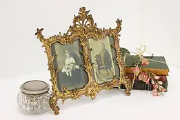Victorian Antique Tabletop Easel Double Picture Frame #54856
