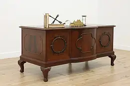 Georgian Vintage Carved Mahogany Desk, Secret Compartment #55624