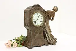 Art Nouveau Antique Clock Woman Sculpture, Ansonia #53810