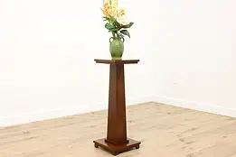 Arts & Crafts Antique Oak Plant or Sculpture Stand Muscoda #55750