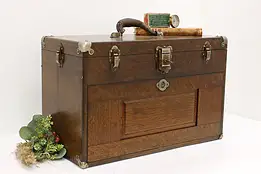 Farmhouse Oak Machinist Jewelry or Collector Chest Gerstner #55461