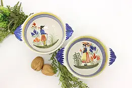 Pair of French Vintage Hand Painted Porringer Bowls, Quimper #51383