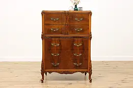 French Design Antique Carved Walnut Highboy or Chest, Homer #55930