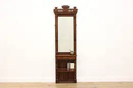 Victorian Eastlake Antique Walnut Pier Hall or Entry Mirror #55729