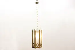 Gothic Antique Church Salvage Texted Glass Light Fixture #54973