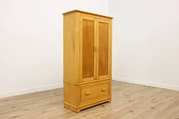 Arts & Crafts Vintage Birch & Maple Wardrobe Armoire Closet #56124