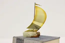 Nautical Vintage Brass & Onyx Sailboat Sculpture, DeMott #56319