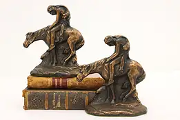 Pair of End of the Trail Antique Cast Iron Bookends, Howell #46950