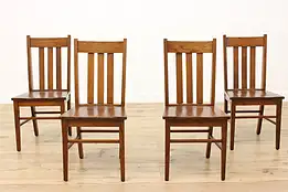 Set of 4 Craftsman Antique Mission Oak Dining chairs, Lewis #56046