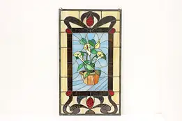 Calla Lilies Vintage Hand Leaded Stained Glass Window #56174