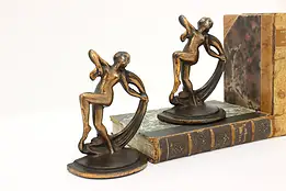 Pair Art Deco Antique Copper Finish Dancing Woman Bookends #56437