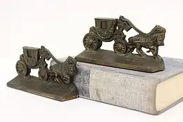 Pair of Cast Iron Antique Horse & Carriage Bookends Hubley #56509