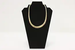 Sterling Silver Gold-Plated Engraved Collar Necklace 17"-20" #56638