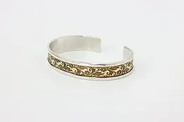 Sterling Silver & Bronze Engraved Floral Cuff – 16g #56717