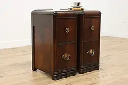 Art Deco Pair of Vintage Waterfall Nightstands or End Tables #56340