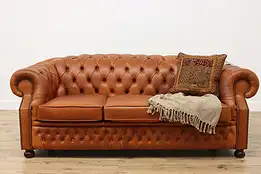 Chesterfield English Vintage Leather Couch, Winchester #56675