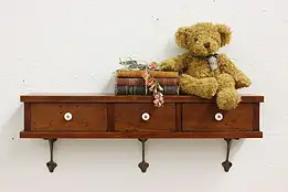 Victorian Antique Walnut & Cherry Three Drawer Wall Shelf #56409