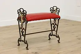 Art Deco Antique Iron Hall or Boudoir Bench, Violinists #55783