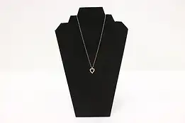 14k Gold Heart Pendant Necklace with Sparkling Leaf Detail 15" #56634