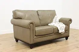 Traditional Leather Club Sofa or Loveseat Martha Stewart #56547