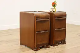 Art Deco Vintage Waterfall Nightstands, Side or End Tables #54726