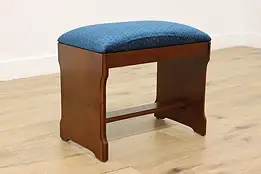 Art Deco Vintage Walnut New Upholstery Vanity Stool Bench #54729