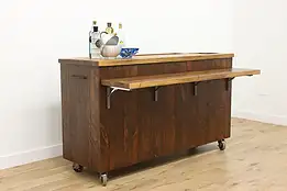 Farmhouse Pine Rolling Bar or Kitchen Island, Kohler Sinks #49364