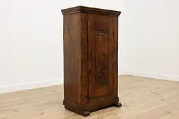 Dutch Antique 1700s Carved Oak Cabinet Original Lock #55100