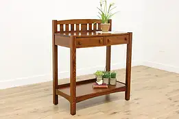 Arts & Crafts Mission Oak Antique Server Hall Bath Console #55752