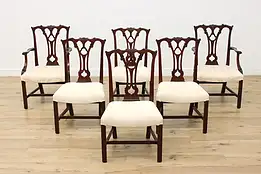 Set of 6 Antique Georgian Mahogany Dining Chairs New Seats #54721