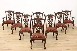 Set of 8 Vintage Georgian Carved Mahogany Dining Chairs #56148