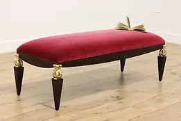 Ebony & Gold Vintage Boudoir or Hall Bench, Guy #55899