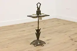 Art Deco Antique Iron Chairside Smoking Stand Art Specialty #49452