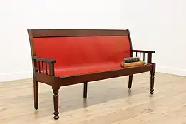 Victorian Antique Carved Ash Railroad, Hall or Porch Bench #55696