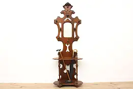 Victorian Antique Carved Walnut Coat & Umbrella Hall Stand #55409