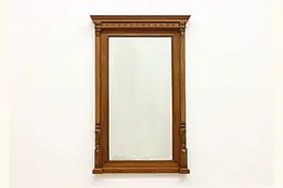 Victorian Antique Carved Walnut Hall or Mantel Mirror 64" #55587
