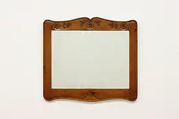 Farmhouse Vintage Carved Pine Hall Wall Mirror, Flowers #46167