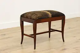 Traditional Vintage Birch Bench or Footstool, Cowhide #52298