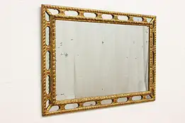 Gold Antique Hall Mirror Hangs Vertical or Horizontal #51221