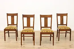 Set 4 Arts & Crafts Mission Oak Antique Dining Game Chairs #56017