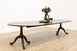 Georgian Vintage Mahogany Dining Table, 4 Leaves Kittinger #38389