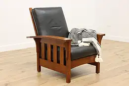 Arts & Crafts Mission Oak Vintage Morris Recliner Chair #55977