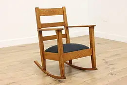 Mission Oak Antique Arts & Crafts Rocking Chair New Leather #56242