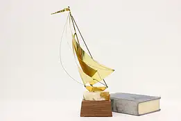 Nautical Vintage Brass & Onyx Sailboat Trophy, DeMott #55998