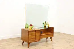 Midcentury Modern Vintage Birch Vanity & Mirror, Heywood #51008
