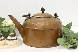 Farmhouse Antique Copper & Iron Tea Pot or Water Kettle #46281